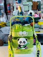 Cute Panda Kids Water Bottle with Straw & Shoulder Strap – 580ml - Image 2