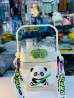 Cute Panda Kids Water Bottle with Straw & Shoulder Strap – 580ml