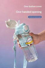 600ml Kids Cartoon Water Bottle with Straw & Handle | BPA Free | Leak Proof - Image 2