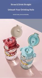 600ml Kids Cartoon Water Bottle with Straw & Handle | BPA Free | Leak Proof - Image 3