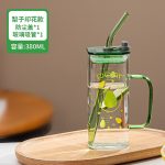 380ml Glass Juice Mug with Lid & Straw - Image 3