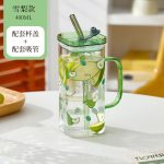 400ml Glass Juice Mug with Lid & Straw - Image 5