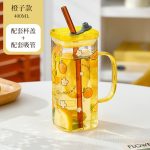400ml Glass Juice Mug with Lid & Straw - Image 4