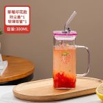 380ml Glass Juice Mug with Lid & Straw - Image 4