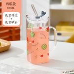 400ml Glass Juice Mug with Lid & Straw - Image 2