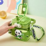 Cute Panda Kids Water Bottle with Straw & Shoulder Strap – 580ml - Image 3