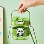Cute Panda Kids Water Bottle with Straw & Shoulder Strap – 580ml - Image 6