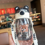 Biscuit Bear Kids Water Bottle 520ml | Cute Bear Straw Bottle with Shoulder Strap - Image 4